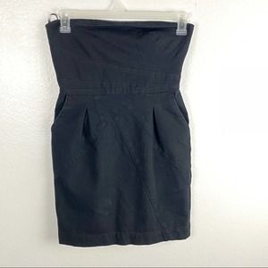 7 FOR ALL MANKIND Black Denim Strapless Mini Dress, Size Small